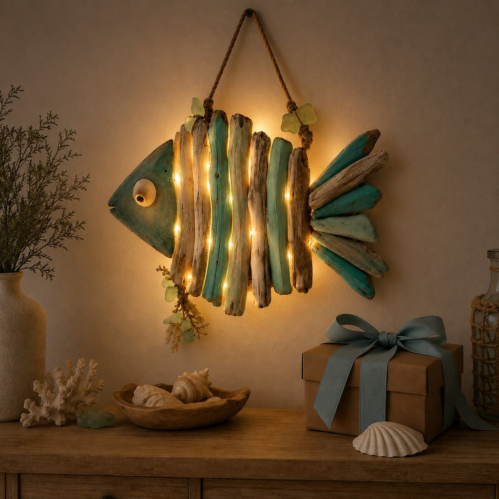 The Driftwood Fish — Lit Coastal Wall Decor — 1
