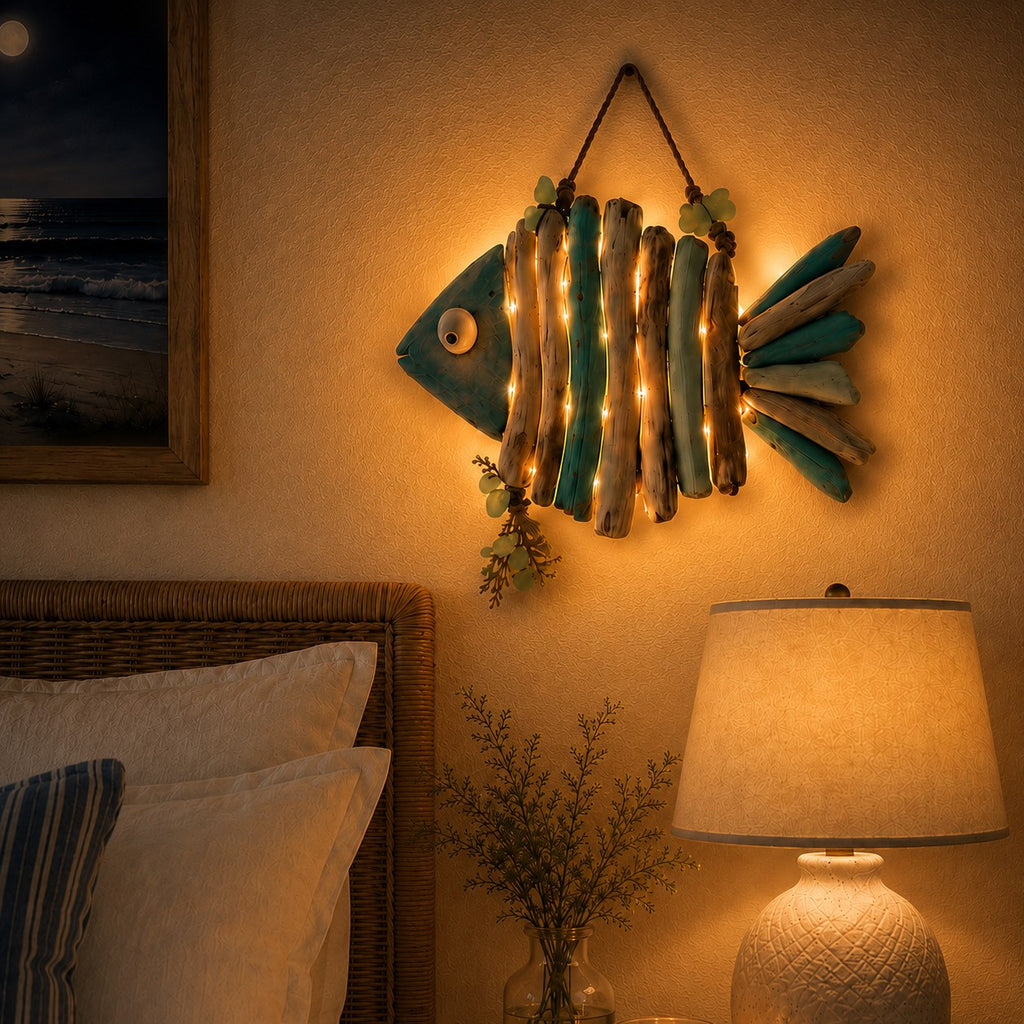 The Driftwood Fish — Lit Coastal Wall Decor — 3