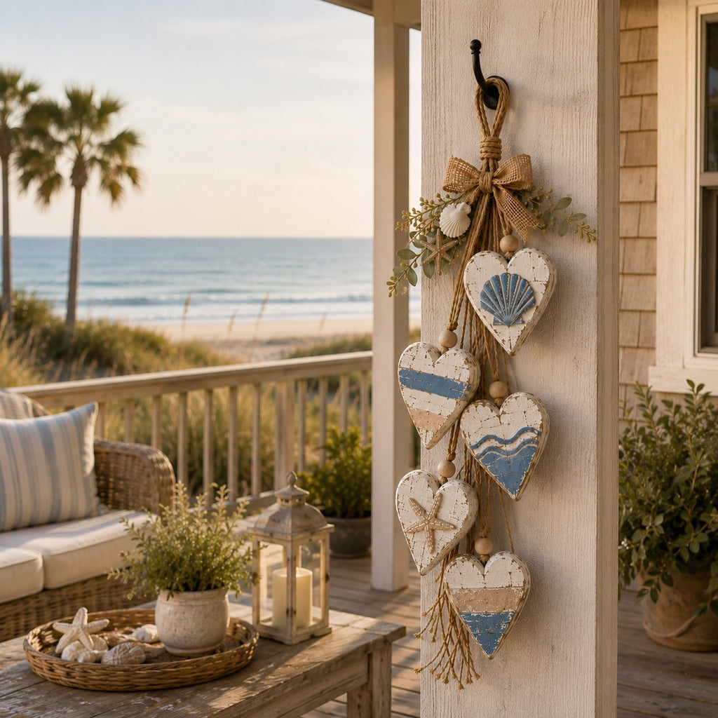 The Heart Garland — Lit Wooden Hearts on Jute — 4