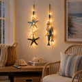 The Porch — Coastal Garland (both) + 2 Flame Lanterns + Solar Torch pair — 1