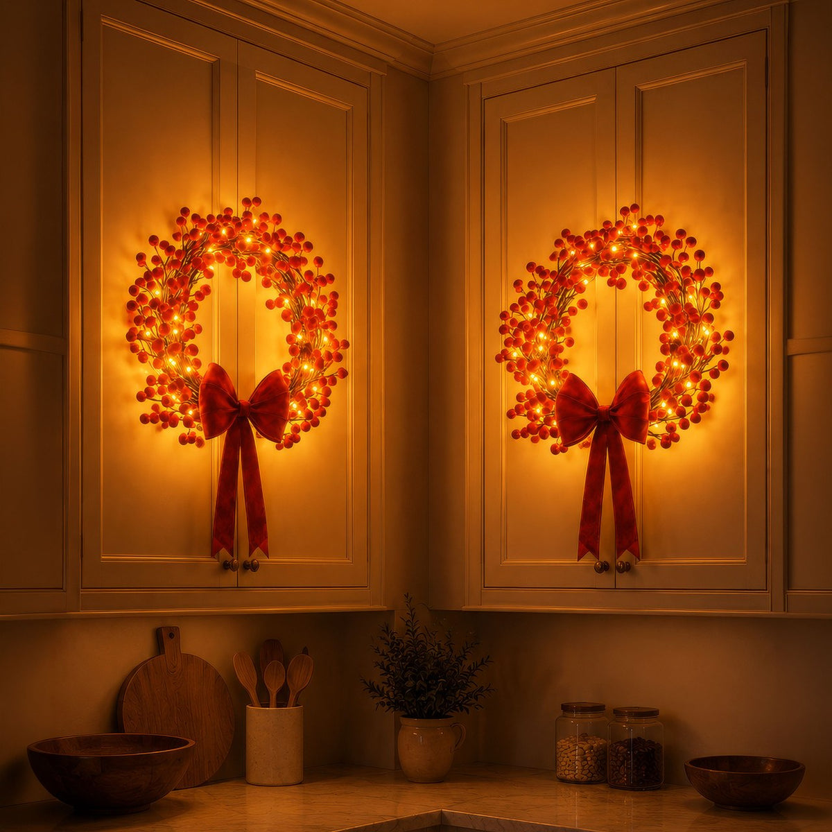 The Berry Wreath — Lit Christmas Wreath, 18 in. — 5
