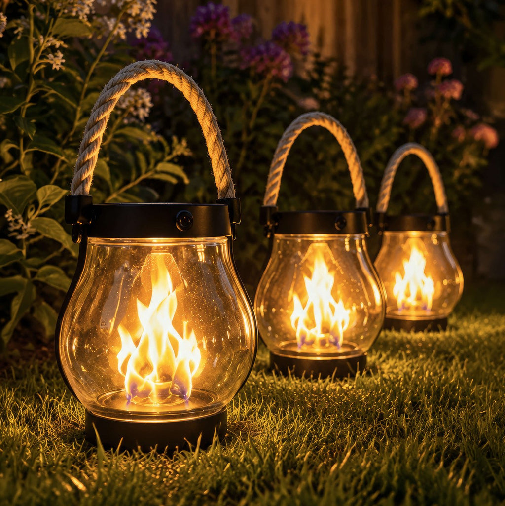The Flame Lantern — Solar Glass Lantern, 5 in. — 1