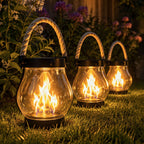 The Rail — Two Solar Flame Lanterns with Over-the-Rail Hooks — 5