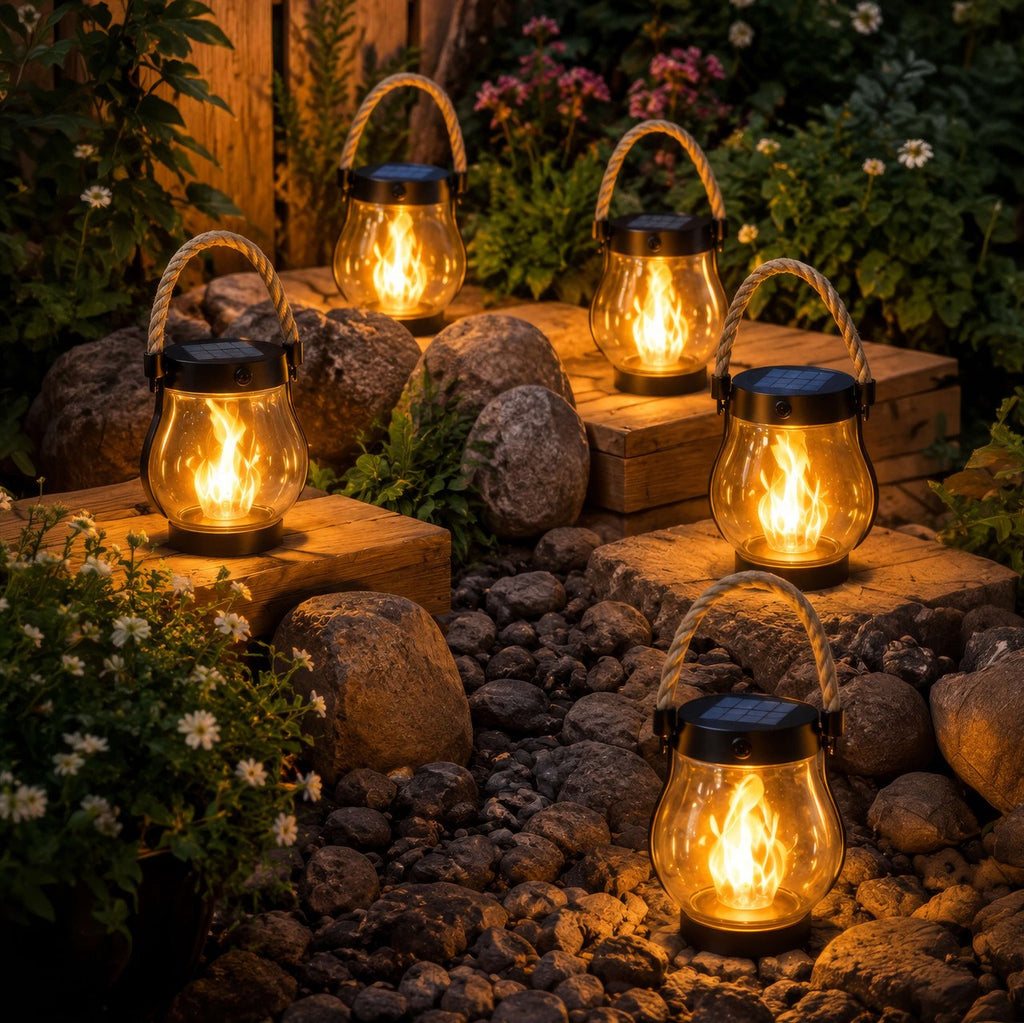 The Flame Lantern — Solar Glass Lantern, 5 in. — 2