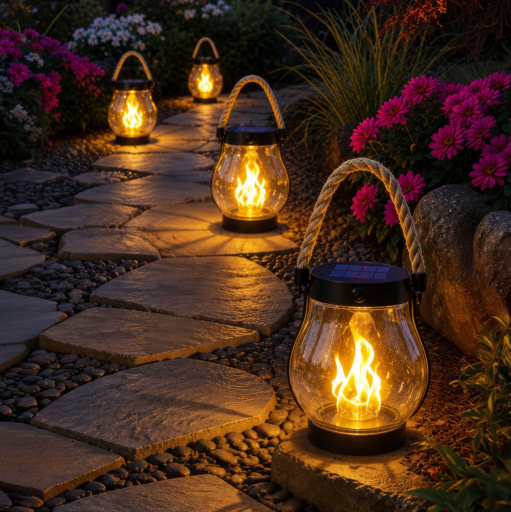 The Flame Lantern — Solar Glass Lantern, 5 in. — 5