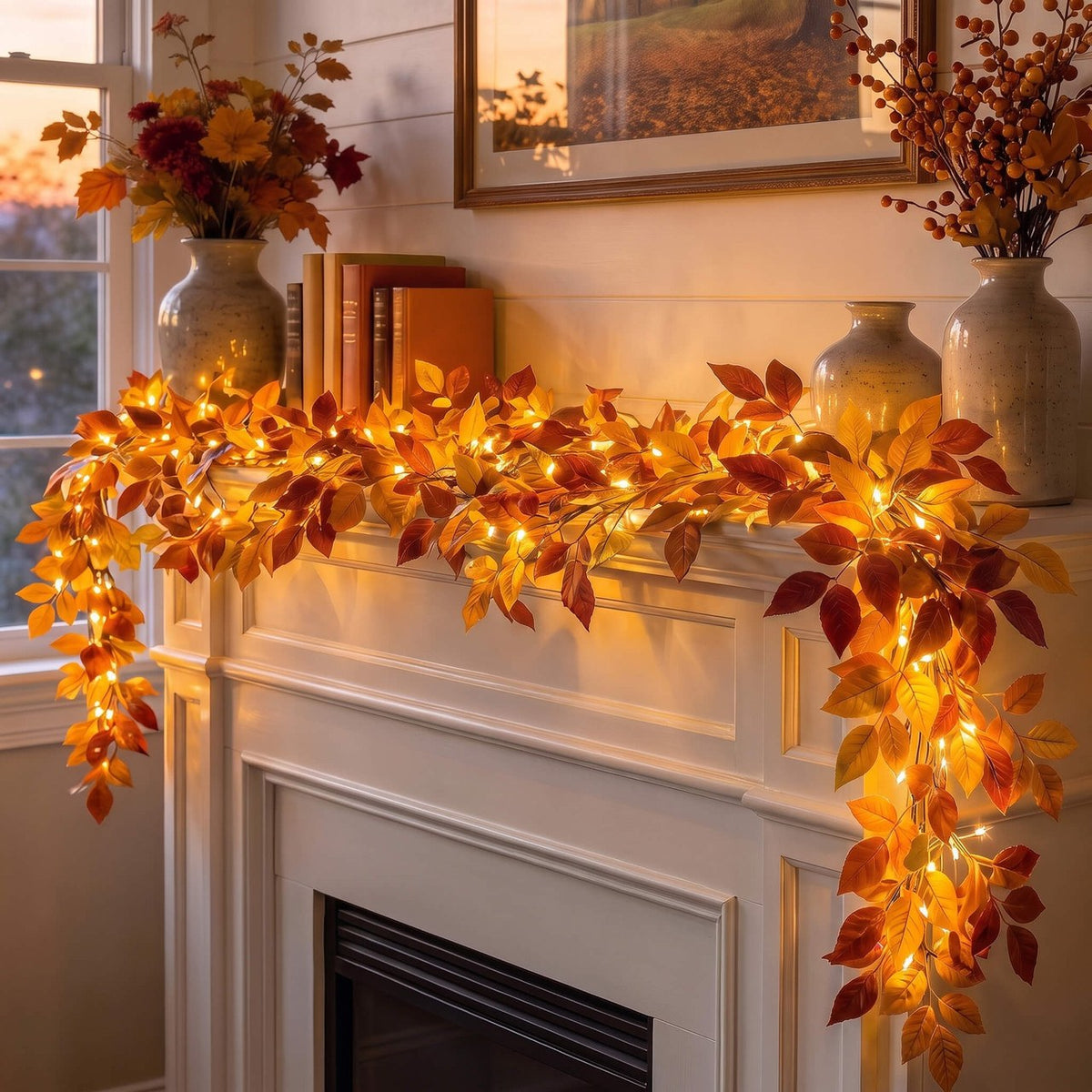 The Harvest Garland — Lit Maple Garland, 6 ft — 1