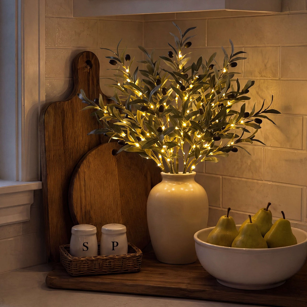 The Olive Branch — Lit Branch for a Vase, 17 in. — 4