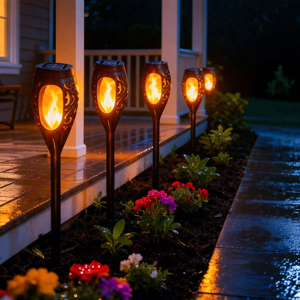 The Solar Torch — Flickering Solar Path Light, pair — 2